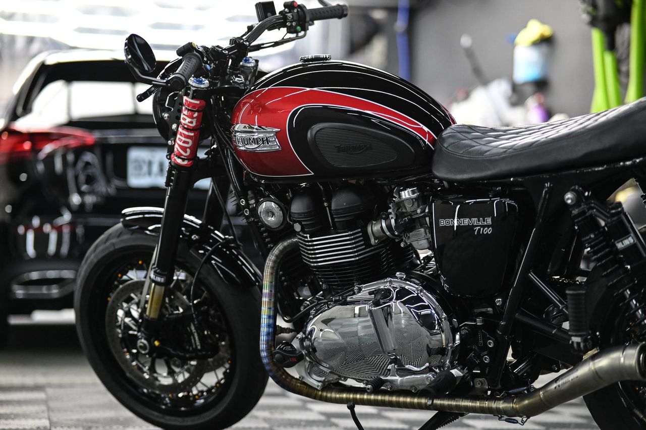 Triumph Bonneville T100 機車美容完工與細節實拍 第 5 張（共 7 張）——捷匠北投店施工實錄