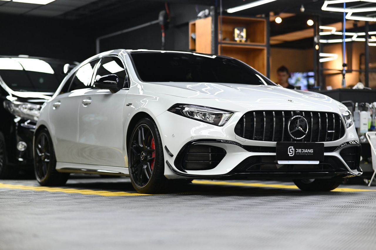 Mercedes-Benz A45 S 漆面鍍膜完工與細節實拍 第 1 張（共 7 張）——捷匠淡水旗艦店施工實錄
